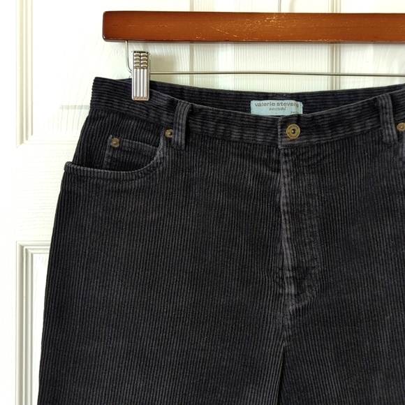 Valerie Stevens 90's Vintage Corduroy High Waisted Tapered Leg Pants Black 10P - Picture 10 of 13